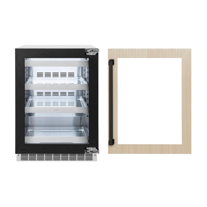 ZLINE 24 In. Touchstone Beverage Fridge with Panel-Ready Glass Door and Matte Black Handle (RBSPOZ-24-MB)