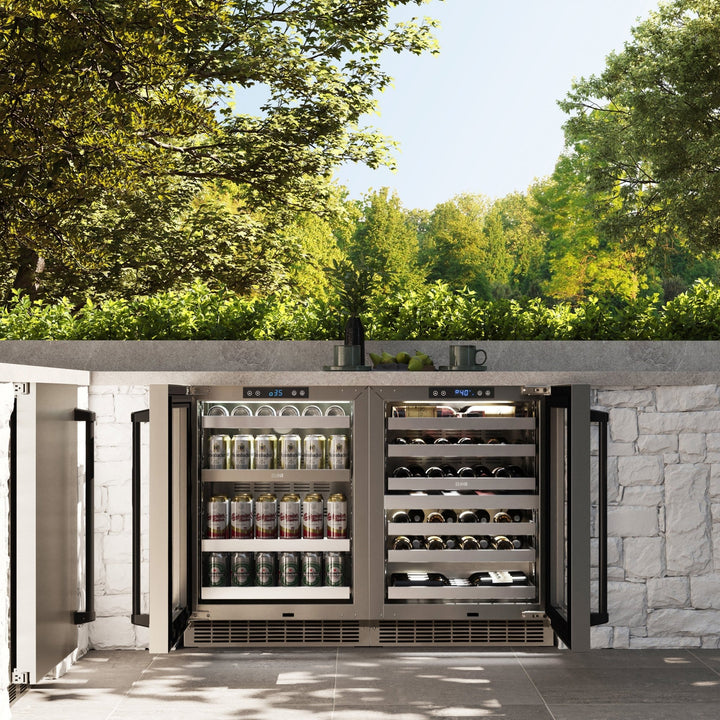 ZLINE 24 In. Touchstone Beverage Fridge with Stainless Steel Glass Door and Matte Black Handle (RBSOZ-GS-24-MB)