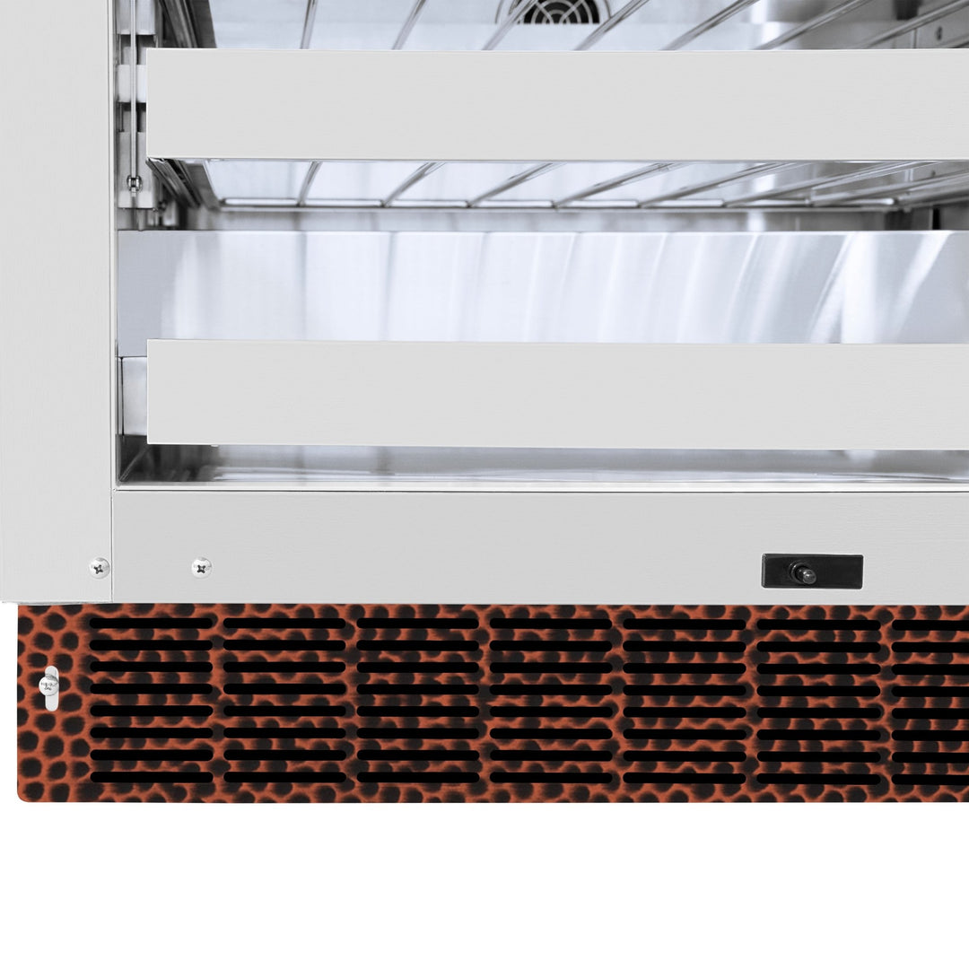 ZLINE 24 in. Touchstone Dual Zone 44 Bottle Wine Cooler with Hand Hammered Copper Glass Door (RWDO-HH-24)