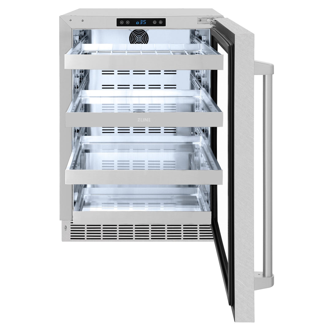 ZLINE 24 in. Touchstone Dual Zone 44 Bottle Wine Cooler with Satin Stainless Steel Glass Door (RWDO-SN-24)
