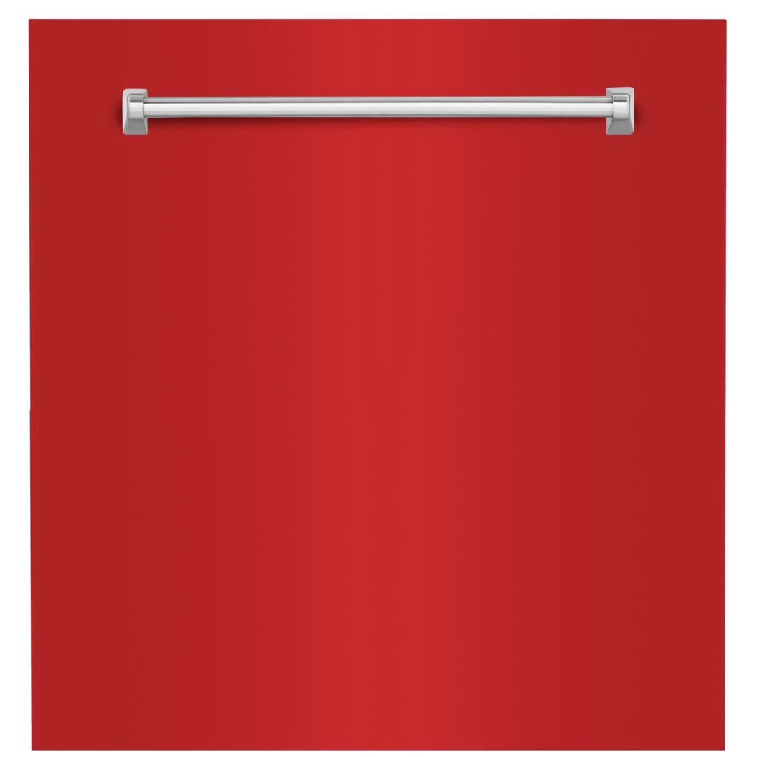 ZLINE 24" Monument Dishwasher Panel in Red Matte with Traditional Handle (DPMT-RM-24)