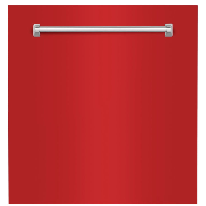 ZLINE 24" Monument Dishwasher Panel in Red Matte with Traditional Handle (DPMT-RM-24)