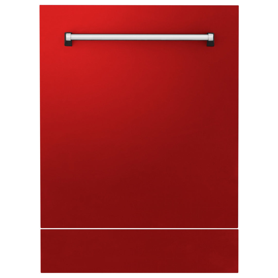 ZLINE 24" Tallac Dishwasher Panel in Red Matte with Traditional Handle (DPV-RM-24)