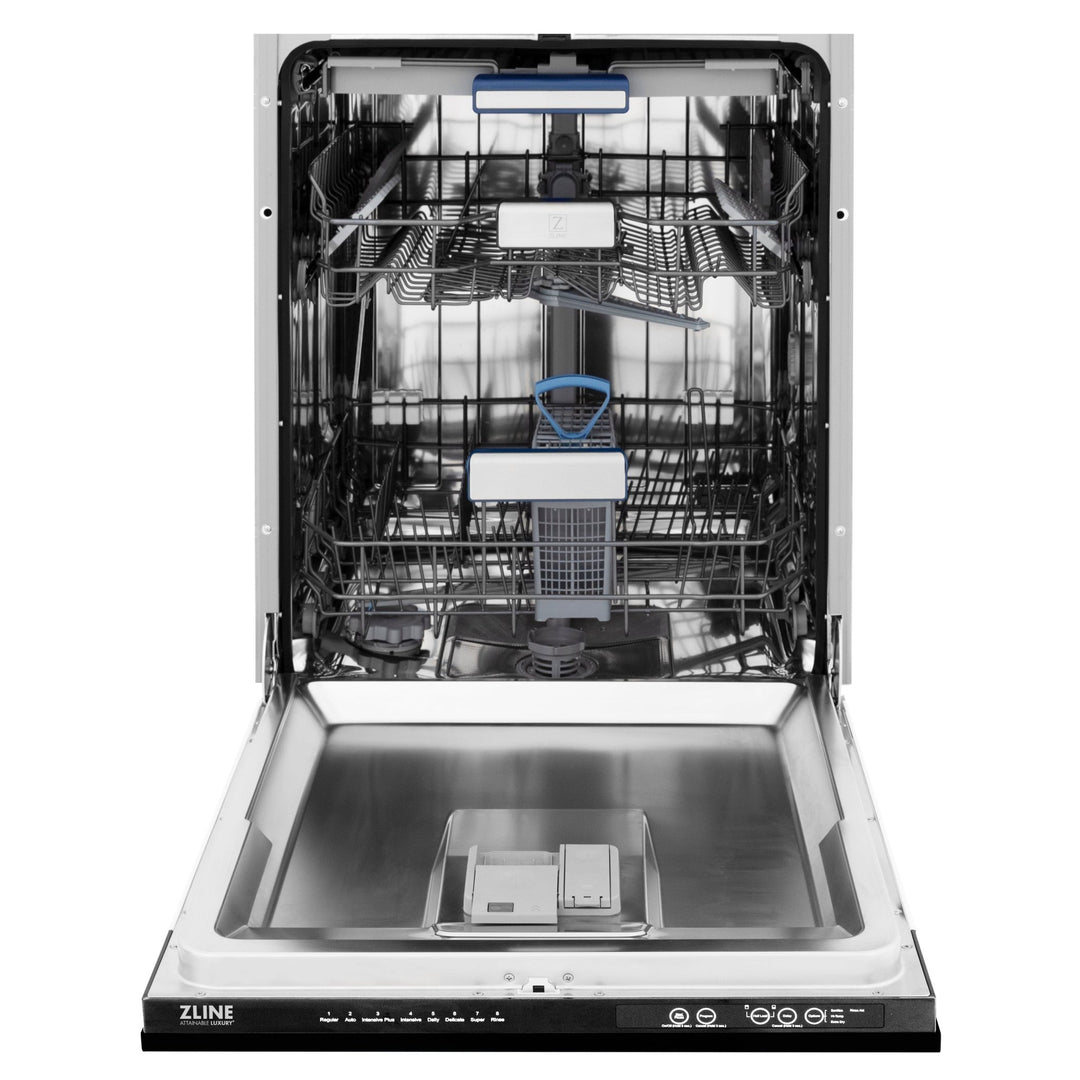 ZLINE 24" Tallac Series 3rd Rack Tall Tub Dishwasher in Black Stainless Steel with Stainless Steel Tub, 51dBa (DWV-BS-24)