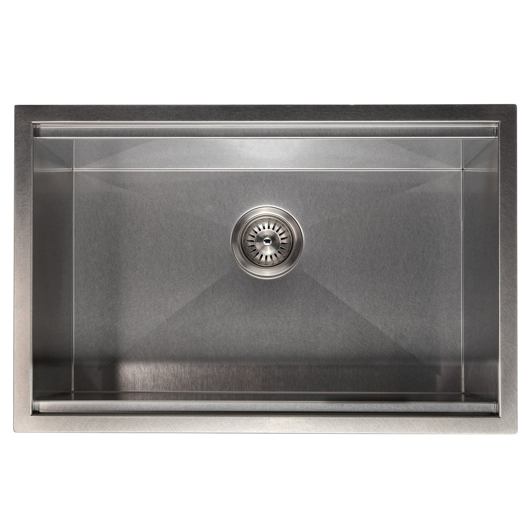 ZLINE 27 in. Garmisch Undermount Single Bowl Satin Stainless Steel Kitchen Sink with Bottom Grid and Accessories (SLS-27S)