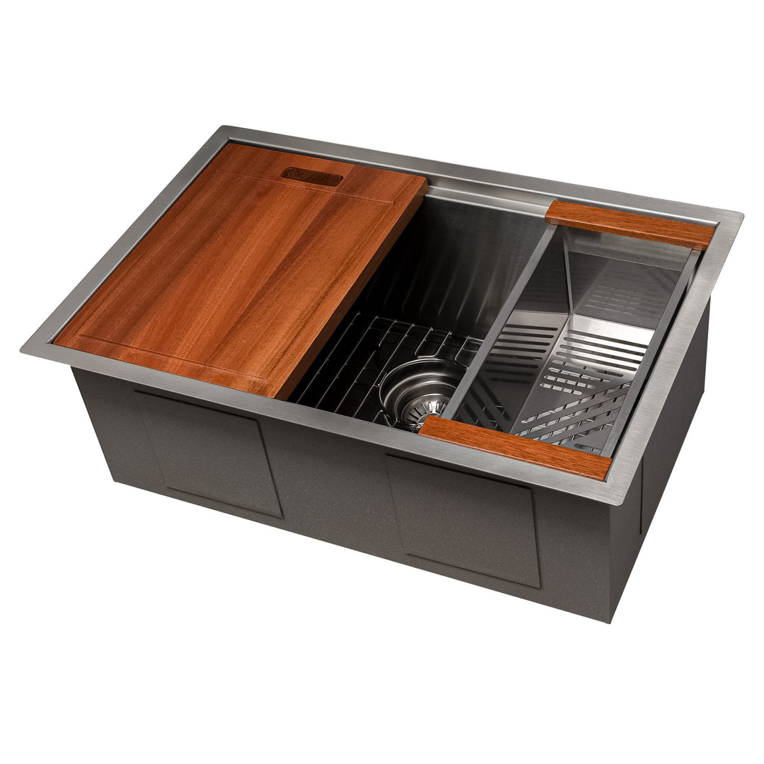 ZLINE 27 in. Garmisch Undermount Single Bowl Stainless Steel Kitchen Sink with Bottom Grid and Accessories (SLS-27)