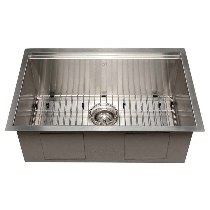 ZLINE 27 in. Garmisch Undermount Single Bowl Stainless Steel Kitchen Sink with Bottom Grid and Accessories (SLS-27)