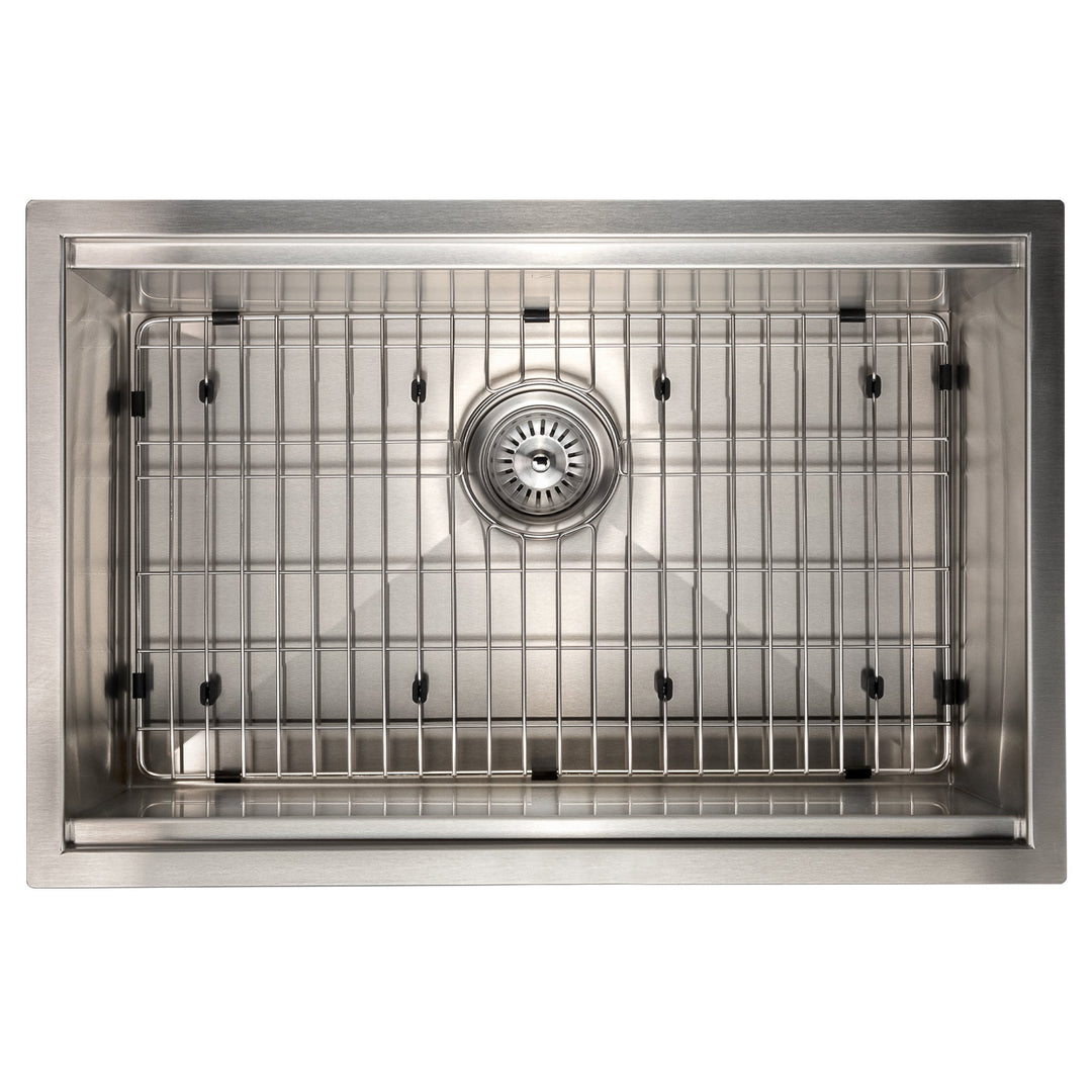 ZLINE 27 in. Garmisch Undermount Single Bowl Stainless Steel Kitchen Sink with Bottom Grid and Accessories (SLS-27)