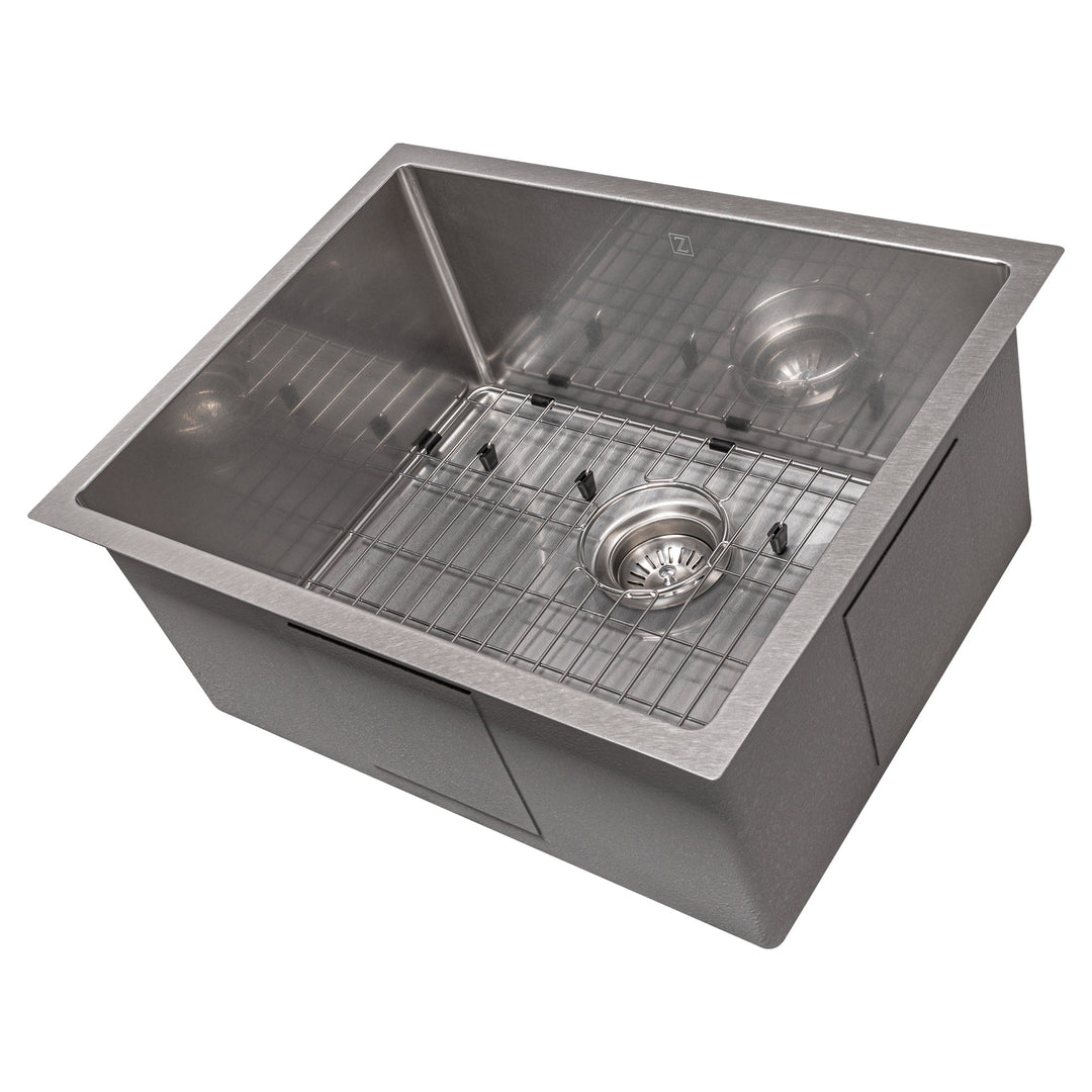 ZLINE 27 in. Meribel Undermount Single Bowl Satin Stainless Steel Kitchen Sink with Bottom Grid (SRS-27S)