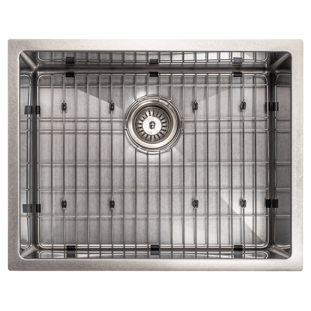 ZLINE 27 in. Meribel Undermount Single Bowl Satin Stainless Steel Kitchen Sink with Bottom Grid (SRS-27S)