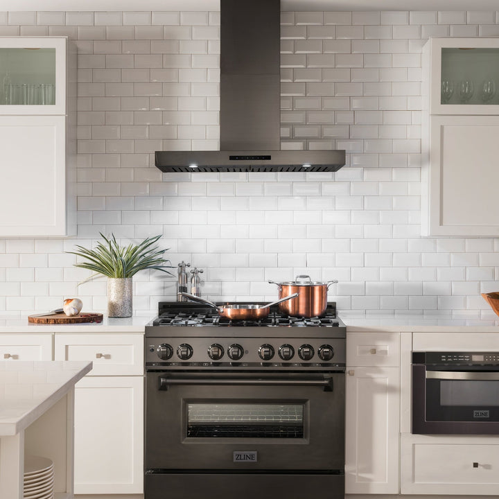 ZLINE 30" Convertible Vent Wall Mount Range Hood in Black Stainless Steel (BSKEN-30)