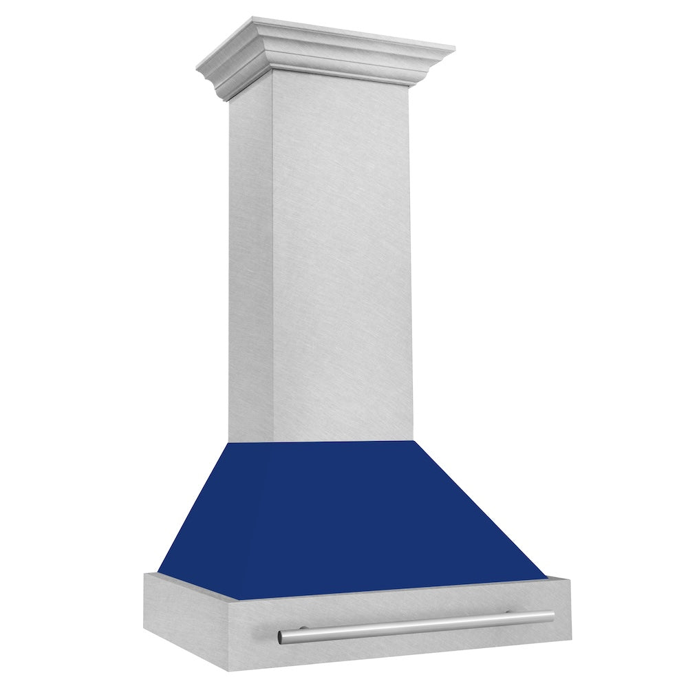 ZLINE 30" Fingerprint Resistant Stainless Steel Range Hood with Blue Gloss Shell (8654SNX-BG30)