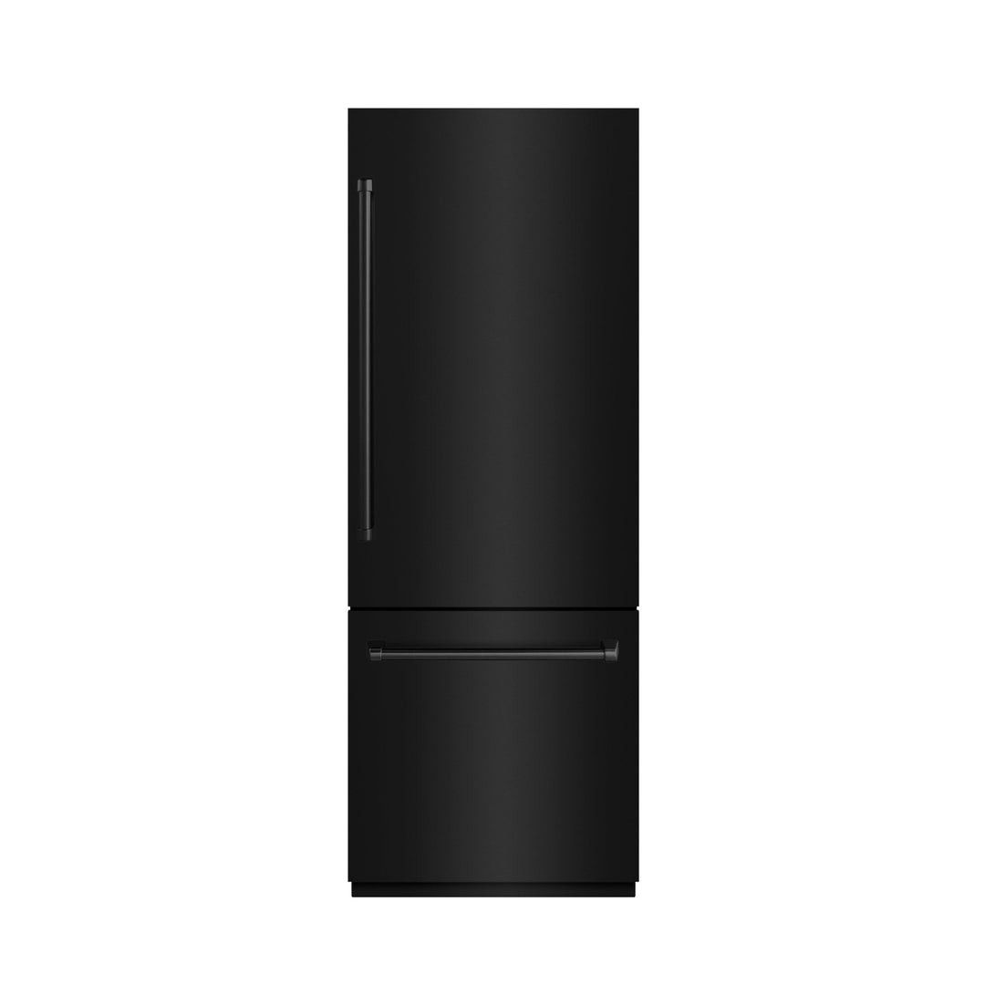 ZLINE 30 in. 16.1 cu. ft. Built-In Bottom Freezer Refrigerator with Water Dispenser and Ice Maker in Black Stainless Steel with Graphite Gray Interior (GRBIV-BS-30)