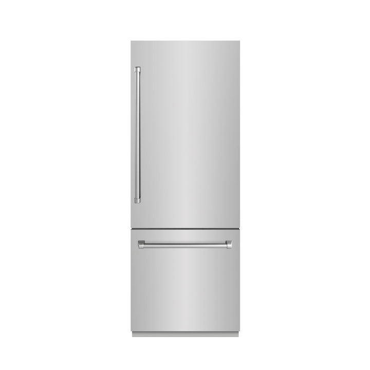 ZLINE 30 in. 16.1 cu. ft. Built-In Bottom Freezer Refrigerator with Water Dispenser and Ice Maker in Stainless Steel with Graphite Gray Interior (GRBIV-304-30)