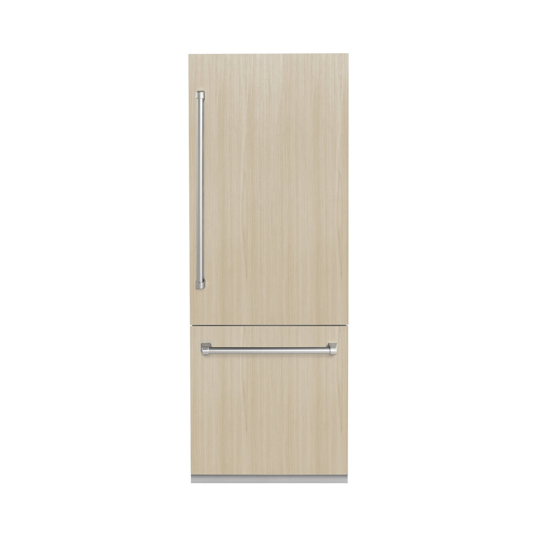 ZLINE 30 in. 16.1 cu. ft. Panel Ready Built-In Bottom Freezer Refrigerator with Water Dispenser and Ice Maker with Graphite Gray Interior (GRBIV-30)
