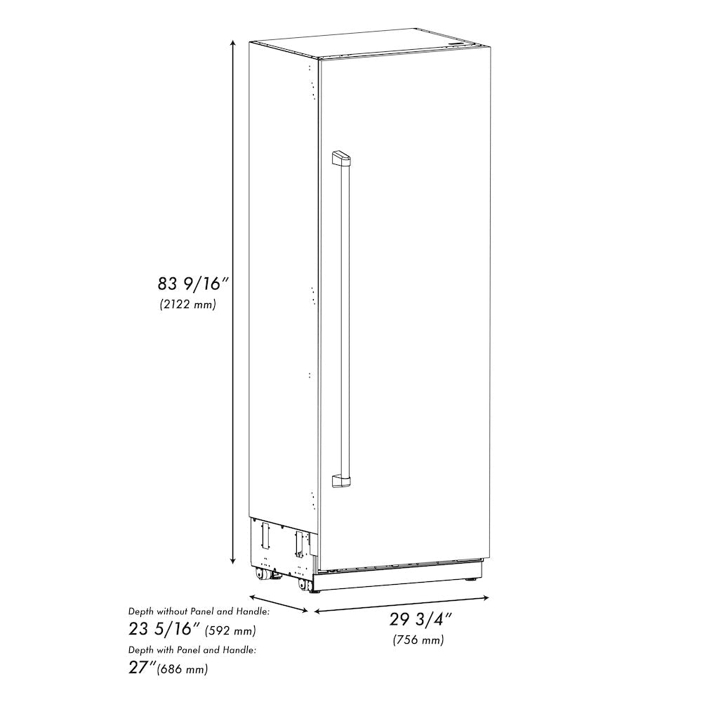 ZLINE 30 in. 16.7 cu. ft. Column Refrigerator in Stainless Steel with Graphite Gray Interior (RCRV-304-30)