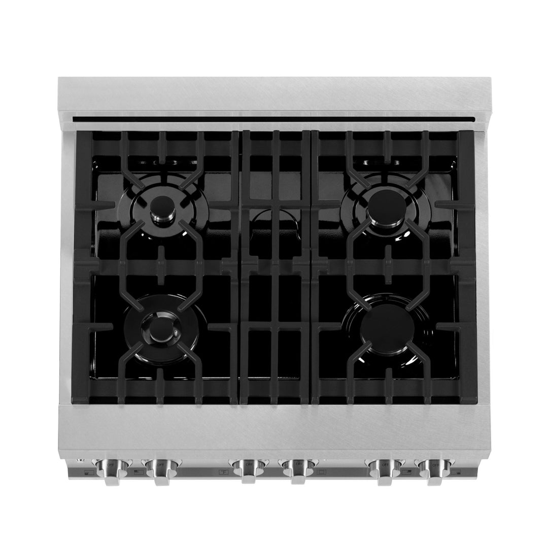 ZLINE 30 in. 4.0 cu. ft. Legacy Dual Fuel Range with 4 Burner Gas Cooktop and Electric Convection Oven in Satin Stainless Steel with Griddle (RAS-SN-GR-30)