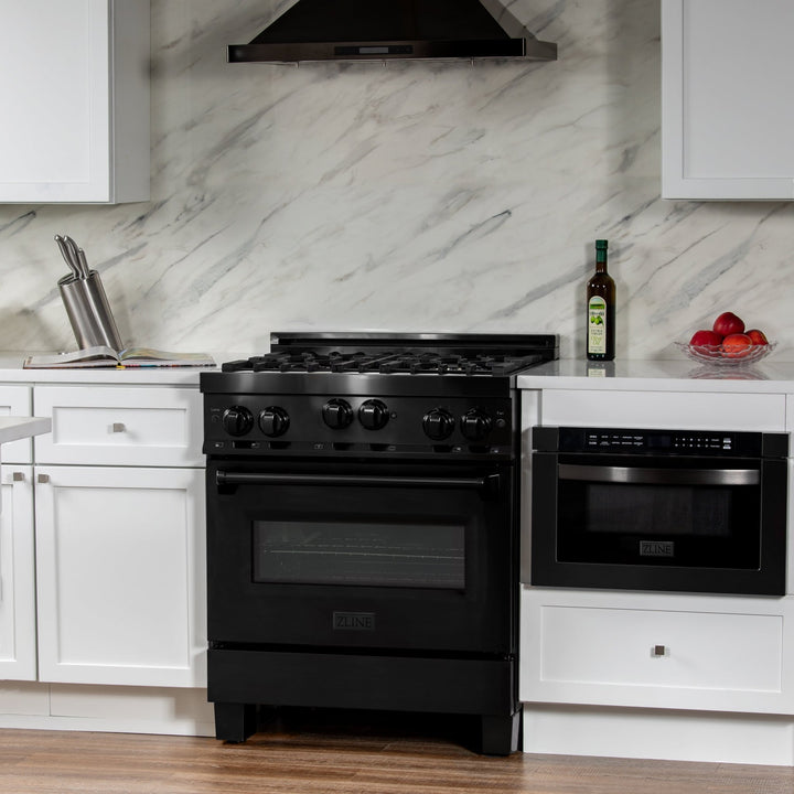 ZLINE 30 in. 4.0 cu. ft. Range with Natural Gas Stove and Natural Gas Oven in Black Stainless Steel (RGB-30)