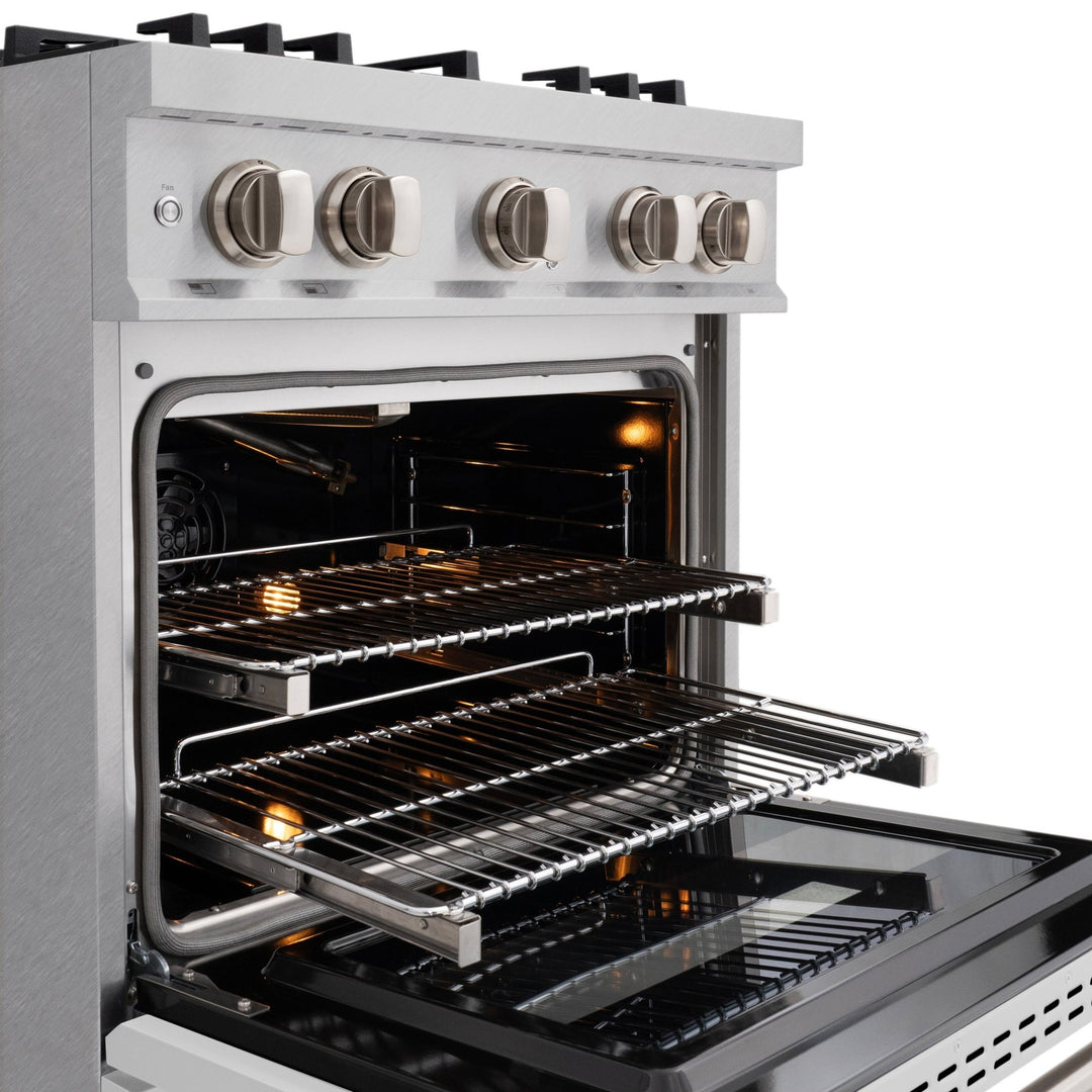 ZLINE 30 in. 4.2 cu. ft. Classic Gas Range with 4 Burner Cooktop and Convection Gas Oven in Satin Stainless Steel with White Matte Door (CGRS-WM-30)