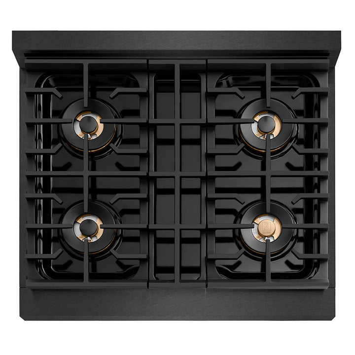 ZLINE 30 in. 4.2 cu. ft. Paramount Dual Fuel Range with 4 Burner DuoProâ„¢ Cooktop and Electric Convection Oven in Black Satin Stainless Steel (PSDRBS-30)
