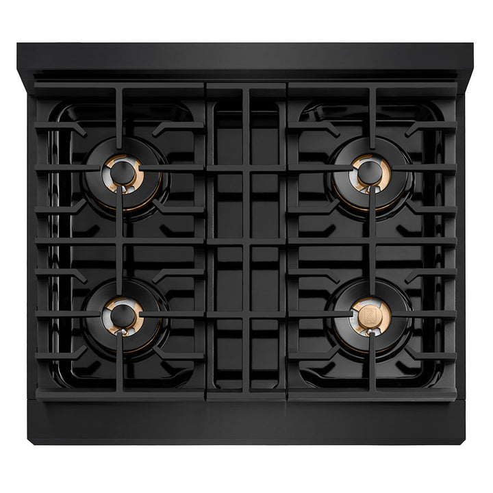 ZLINE 30 in. 4.2 cu. ft. Paramount Dual Fuel Range with 4 Burner DuoProâ„¢ Cooktop and Electric Convection Oven in Black Stainless Steel (PSDRB-30)