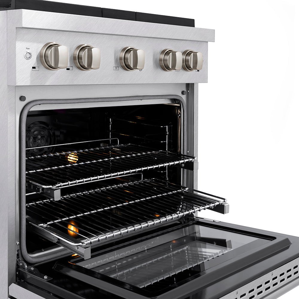 ZLINE 30 in. 4.2 cu. ft. Paramount Dual Fuel Range with 4 Burner DuoProâ„¢ Cooktop and Electric Convection Oven in Satin Stainless Steel (PSDRS-30)