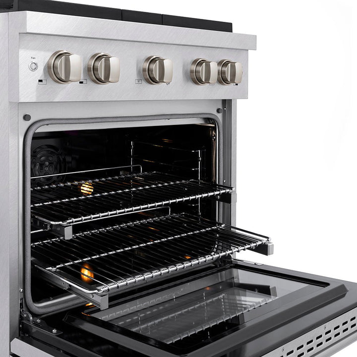 ZLINE 30 in. 4.2 cu. ft. Paramount Dual Fuel Range with 4 Burner DuoProâ„¢ Cooktop and Electric Convection Oven in Satin Stainless Steel (PSDRS-30)