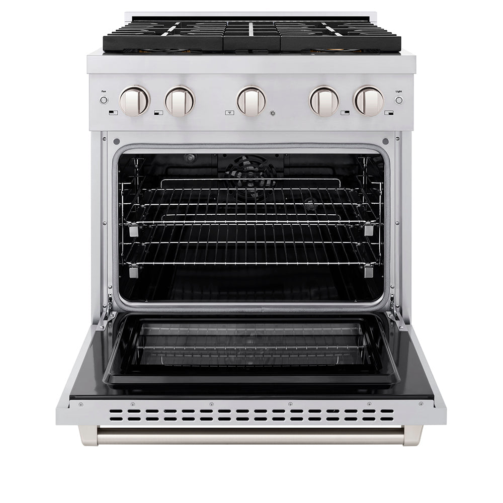 ZLINE 30 in. 4.2 cu. ft. Paramount Dual Fuel Range with 4 Burner DuoProâ„¢ Cooktop and Electric Convection Oven in Stainless Steel (PSDR30)