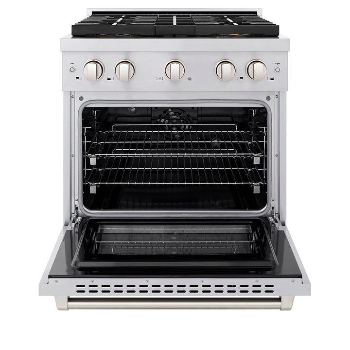 ZLINE 30 in. 4.2 cu. ft. Paramount Dual Fuel Range with 4 Burner DuoProâ„¢ Cooktop and Electric Convection Oven in Stainless Steel (PSDR30)
