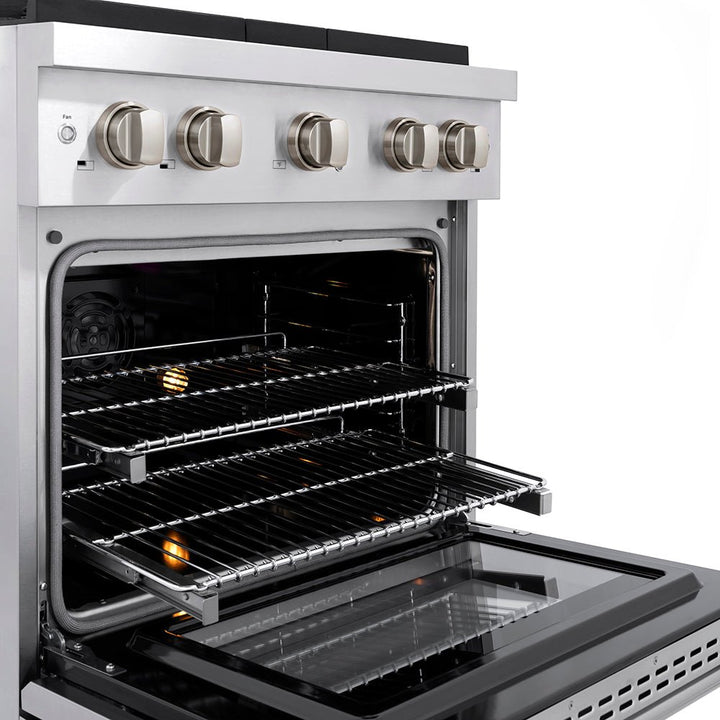ZLINE 30 in. 4.2 cu. ft. Paramount Dual Fuel Range with 4 Burner DuoProâ„¢ Cooktop and Electric Convection Oven in Stainless Steel (PSDR30)