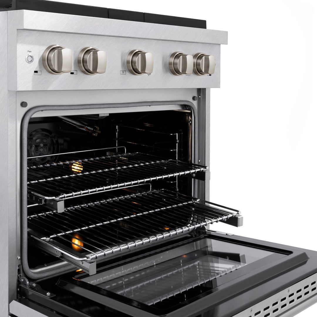 ZLINE 30 in. 4.2 cu. ft. Paramount Gas Range with 4 Burner Cooktop and Convection Gas Oven in Satin Stainless Steel (SGRS-30)