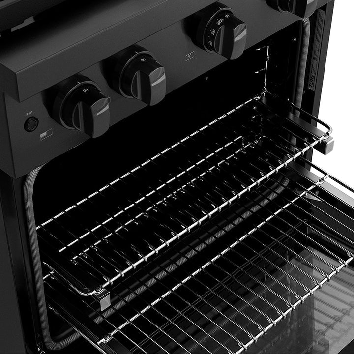 ZLINE 30 in. 4.2 cu. ft. Paramount Gas Range with 4 Burner DuoProâ„¢ Cooktop and Convection Gas Oven in Black Stainless Steel (PSGRB-30)