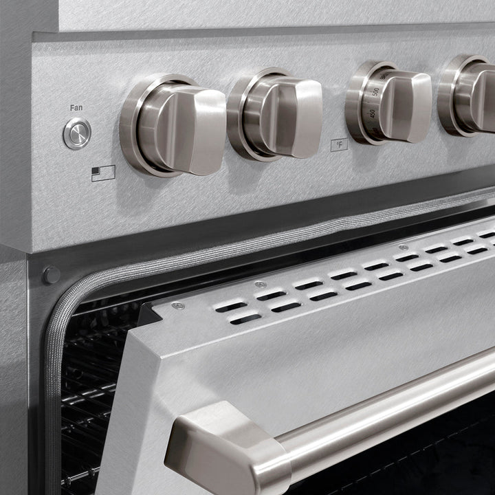 ZLINE 30 in. 4.2 cu. ft. Paramount Gas Range with 4 Burner DuoProâ„¢ Cooktop and Convection Gas Oven in Satin Stainless Steel (PSGRS-30)