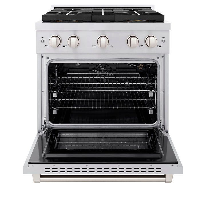 ZLINE 30 in. 4.2 cu. ft. Paramount Gas Range with 4 Burner DuoProâ„¢ Cooktop and Convection Gas Oven in Stainless Steel (PSGR30)