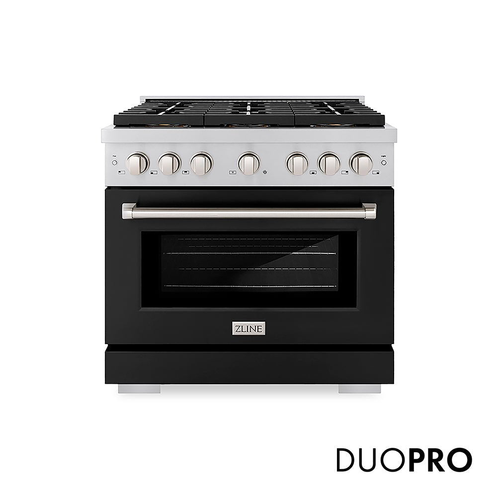 ZLINE 30 in. 4.2 cu. ft. Paramount Gas Range with 4 Burner DuoProâ„¢ Cooktop and Convection Gas Oven with Black Matte Door (PSGR-BLM-30)