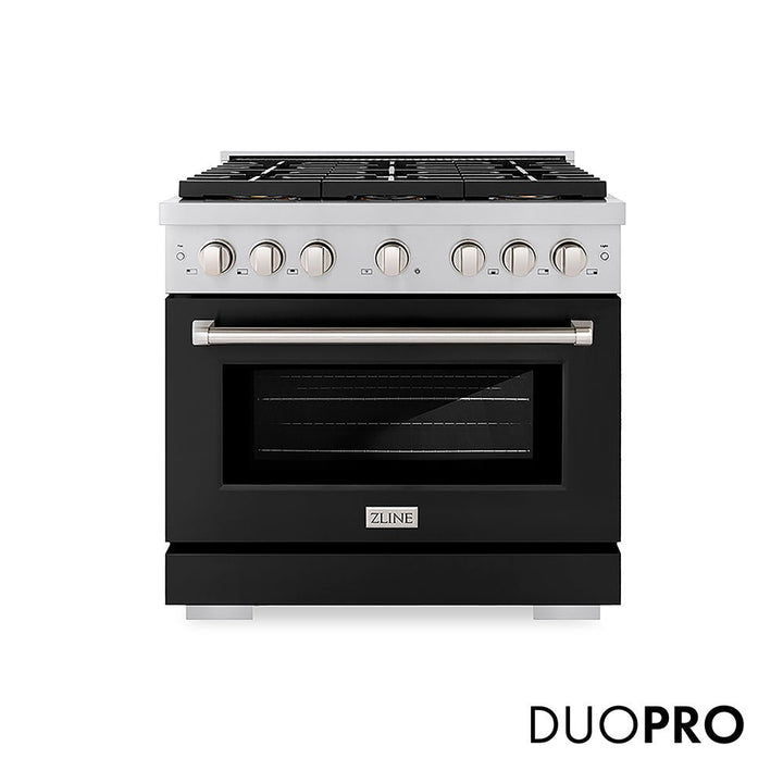 ZLINE 30 in. 4.2 cu. ft. Paramount Gas Range with 4 Burner DuoProâ„¢ Cooktop and Convection Gas Oven with Black Matte Door (PSGR-BLM-30)