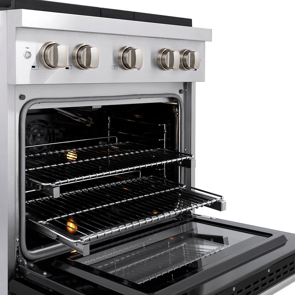 ZLINE 30 in. 4.2 cu. ft. Paramount Gas Range with 4 Burner DuoProâ„¢ Cooktop and Convection Gas Oven with Black Matte Door (PSGR-BLM-30)