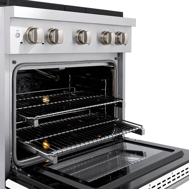 ZLINE 30 in. 4.2 cu. ft. Paramount Gas Range with 4 Burner DuoProâ„¢ Cooktop and Convection Gas Oven with White Matte Door (PSGR-WM-30)