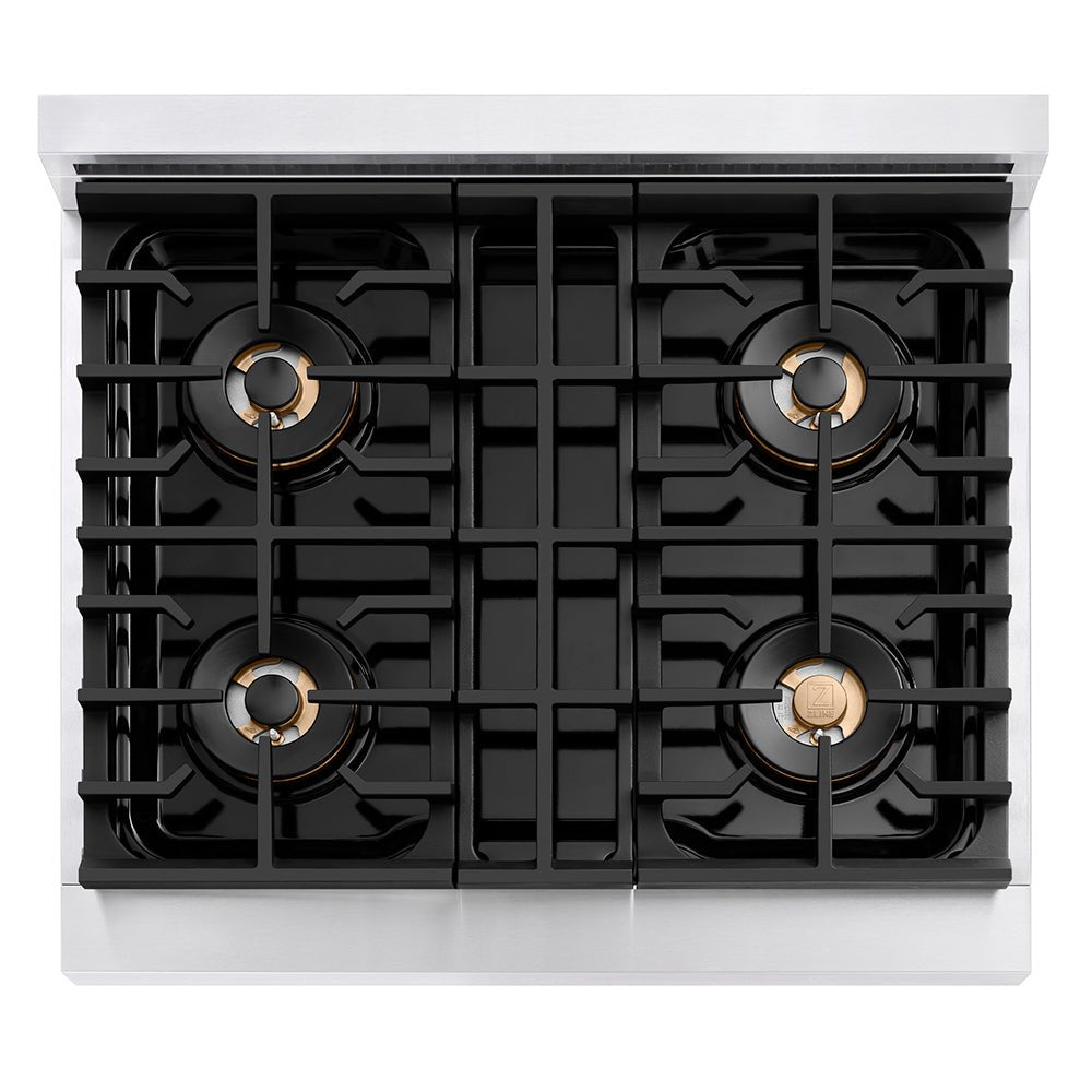 ZLINE 30 in. 4.2 cu. ft. Paramount Gas Range with 4 Burner DuoProâ„¢ Cooktop and Convection Gas Oven with White Matte Door (PSGR-WM-30)