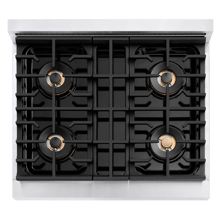 ZLINE 30 in. 4.2 cu. ft. Paramount Gas Range with 4 Burner DuoProâ„¢ Cooktop and Convection Gas Oven with White Matte Door (PSGR-WM-30)