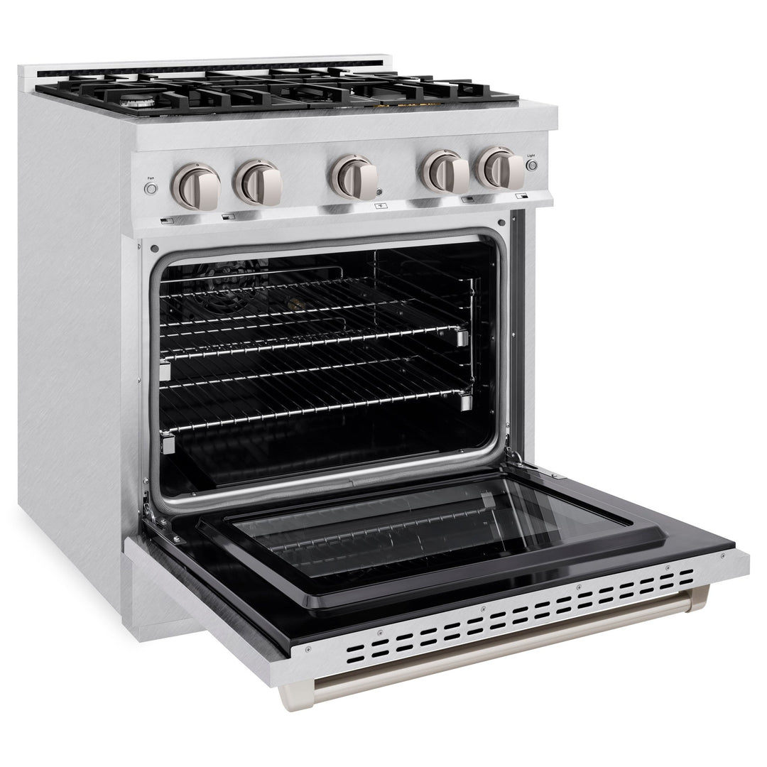ZLINE 30 in. 4.2 cu. ft. Select Dual Fuel Range with 4 Burner Gas Cooktop and Electric Convection Oven in Satin Stainless Steel (HDRS-30)