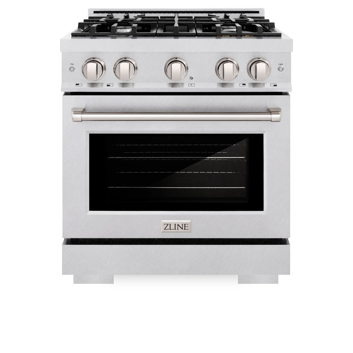 ZLINE 30 in. 4.2 cu. ft. Select Dual Fuel Range with 4 Burner Gas Cooktop and Electric Convection Oven in Satin Stainless Steel (HDRS-30)