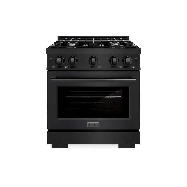 ZLINE 30 in. 4.2 cu. ft. Select Gas Range with 4 Burner Cooktop and Convection Gas Oven in Black Stainless Steel (HGRB-30)