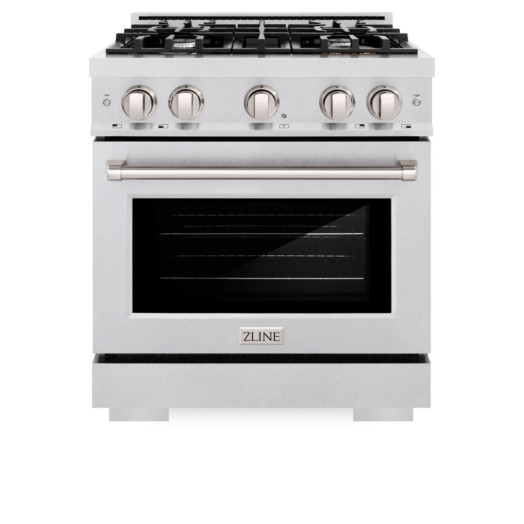 ZLINE 30 in. 4.2 cu. ft. Select Gas Range with 4 Burner Cooktop and Convection Gas Oven in Satin Stainless Steel (HGRS-30)