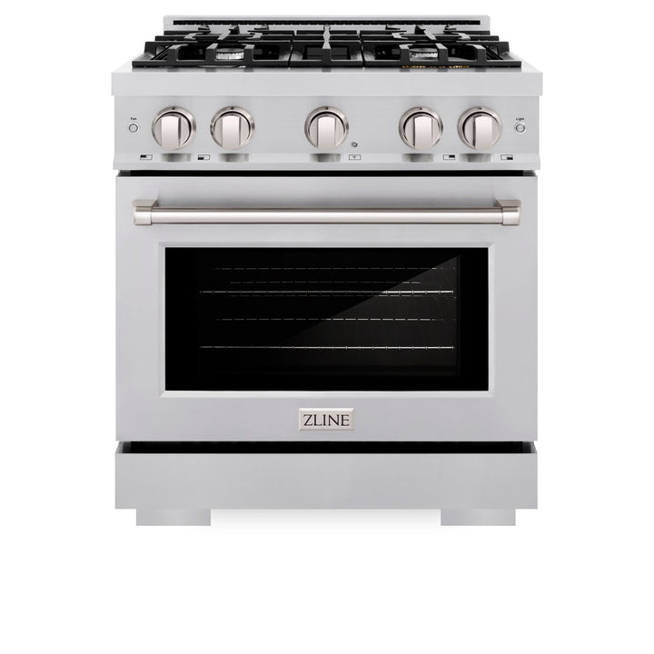 ZLINE 30 in. 4.2 cu. ft. Select Gas Range with 4 Burner Cooktop and Convection Gas Oven in Stainless Steel (HGR30)