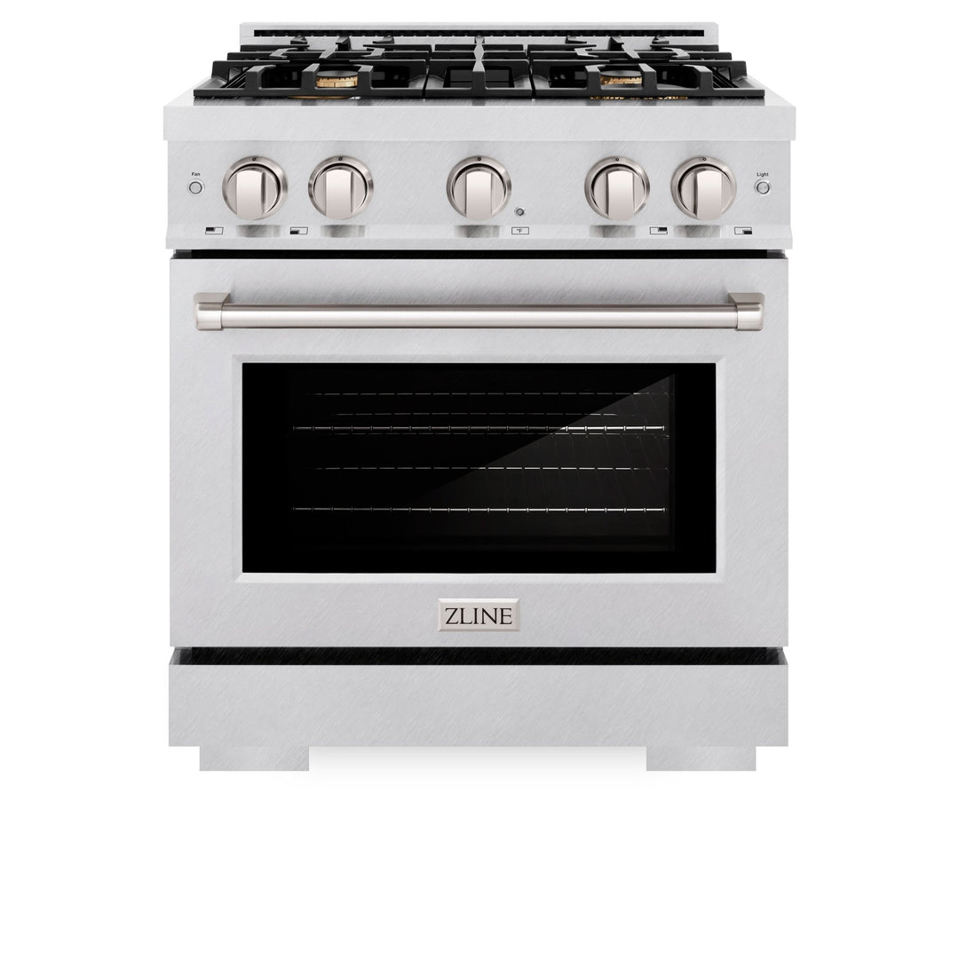 ZLINE 30 in. 4.2 cu. ft. Select Gas Range with Convection Gas Oven in Satin Stainless Steel with 4 Brass Burners (HGRS-BR-30)