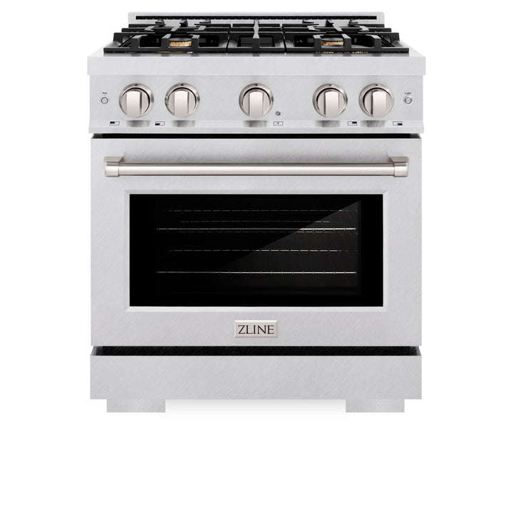 ZLINE 30 in. 4.2 cu. ft. Select Gas Range with Convection Gas Oven in Satin Stainless Steel with 4 Brass Burners (HGRS-BR-30)