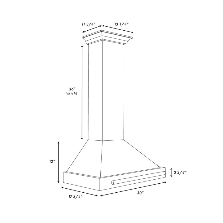 ZLINE 30 in. Autograph Edition Black Stainless Steel Wall Mount Range Hood With Polished Gold Handle (BSKB4Z-30-G)