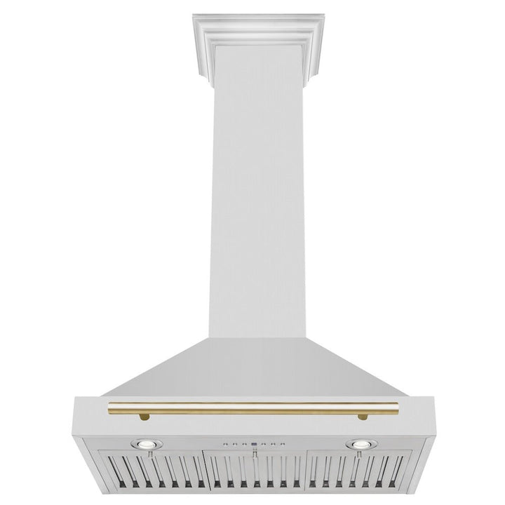 ZLINE 30 in. Autograph Edition Convertible Stainless Steel Range Hood with Stainless Steel Shell and Polished Gold Accents (KB4STZ-30-G)