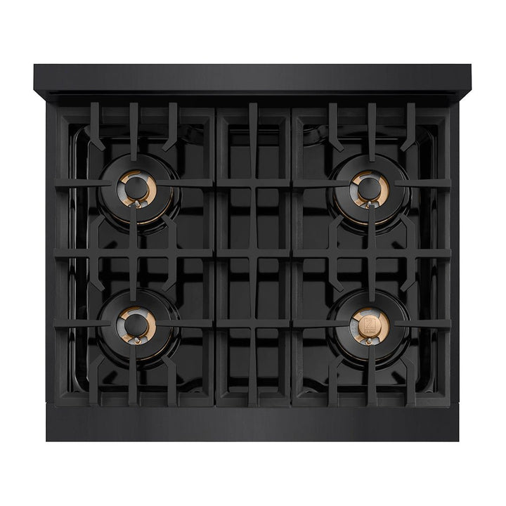 ZLINE 30 in. Classic Gas Rangetop with 4 Burner DuoProâ„¢ Cooktop in Black Stainless Steel (PCRTB-30)